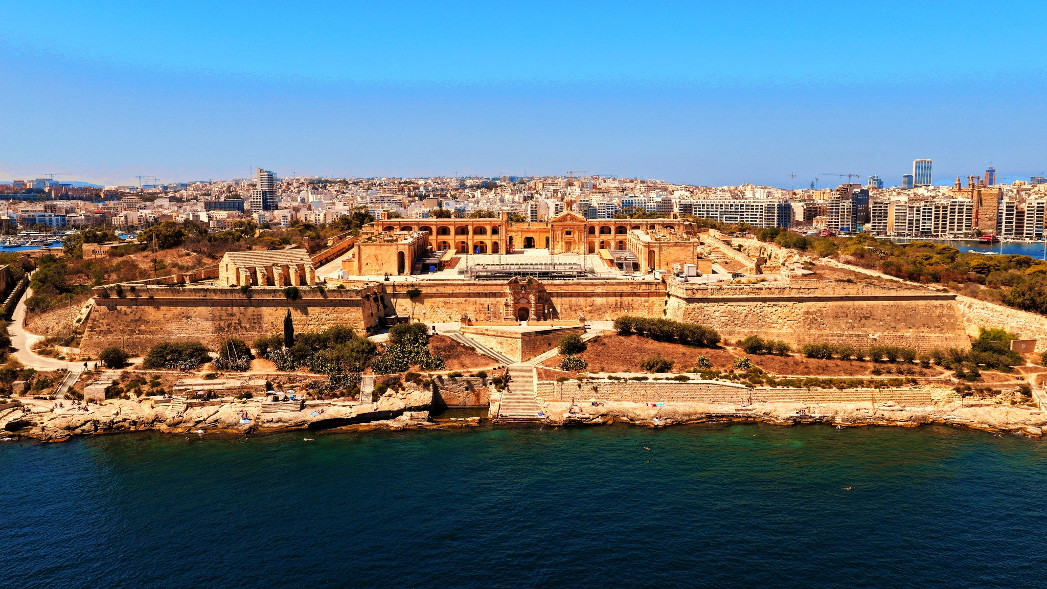 Fort Manoel Seaward Bastions & Water Steps